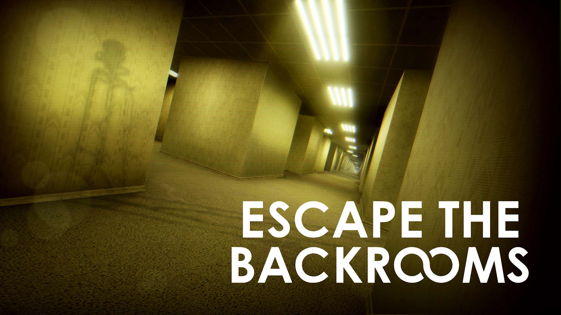 Key art for Escape the Backrooms, with a strangely haunting room overlaid with the game name.